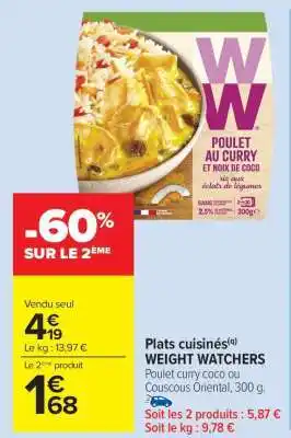 Carrefour Market Plats cuisinés WEIGHT WATCHERS offre
