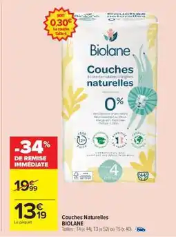 Carrefour Market Couches Naturelles BIOLANE offre