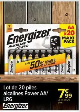 Carrefour Market Lot de 20 piles alcalines Power AA/LR6 offre