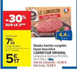 Carrefour Steaks hachés surgelés façon bouchère CARREFOUR ORIGINAL offre