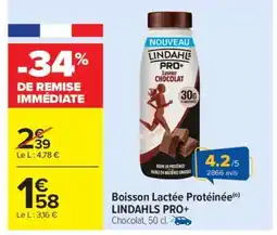 Carrefour Boisson Lactée Protéinée LINDAHLS PRO+ offre