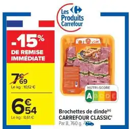 Carrefour Brochettes de dinde CARREFOUR CLASSIC offre