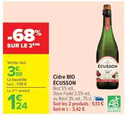 Carrefour CIDRE BIO ÉCUSSON offre