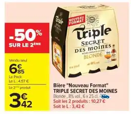 Carrefour Bière Nouveau Format TRIPLE SECRET DES MOINES offre