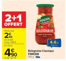 Carrefour Bolognaise Classique PANZANI offre