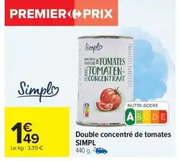 Carrefour Double concentré de tomates SIMPL’ offre