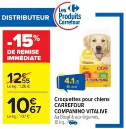 Carrefour Croquettes pour chiens CARREFOUR COMPANINO VITALIVE offre