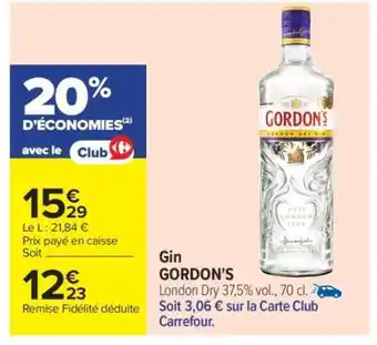Carrefour Gin Gordon's offre