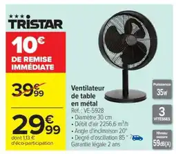 Carrefour Ventilateur de table en métal offre