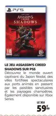Auchan Le Jeu Assassin's Creed Shadows Sur Ps5 offre