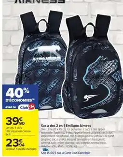 Carrefour Sac à dos 2 en 1 Emiliano Airness offre