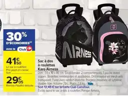 Carrefour Sac à dos à roulettes Karo Airness offre