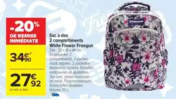 Carrefour Sac à dos 2 compartiments White Flower Freegun offre