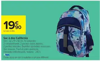 Carrefour Sac à dos California offre