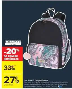 Carrefour SAC À DOS 2 COMPARTIMENTS offre