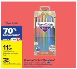 Carrefour 16 feutres d'écriture Flair original offre