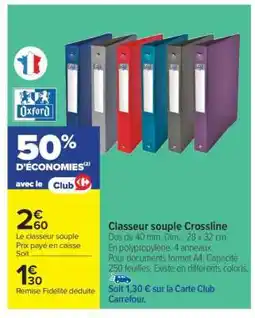 Carrefour Classeur souple Crossline offre