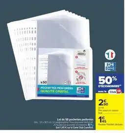 Carrefour Pochettes perforées Qualité Cristal offre