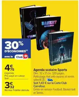 Carrefour Agenda scolaire Sports offre