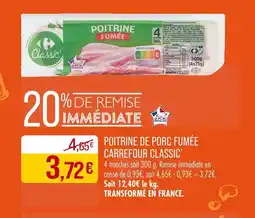 Match CARREFOUR CLASSIC Poitrine de porc fumée offre