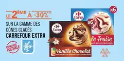 Match CARREFOUR EXTRA Le 2ème à -30 % sur la gamme des cônes glacés CARREFOUR EXTRA offre