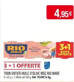 Match RIO mare Thon entier huile d’olive MSC offre