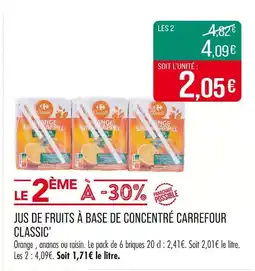 Match CARREFOUR CLASSIC’ Jus de fruits à base de concentré offre