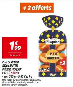 Netto Brioche pasquier P'tit sandwich façon bretzel offre