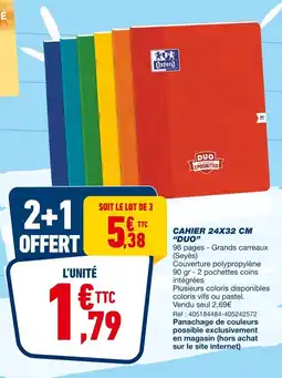 Bureau Vallée OXFORD CAHIER 24X32 CM DUO offre