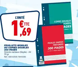 Bureau Vallée Feuillets mobiles ou copies doubles 300 pages offre