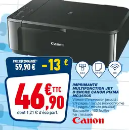 Bureau Vallée CANON Imprimante multifonction jet d’encre Canon Pixma MG3650S offre