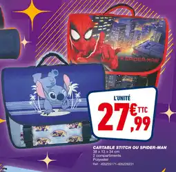 Bureau Vallée Cartable stitch ou spider-man offre