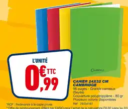 Bureau Vallée Cambridge Cahier 24x32 cm offre