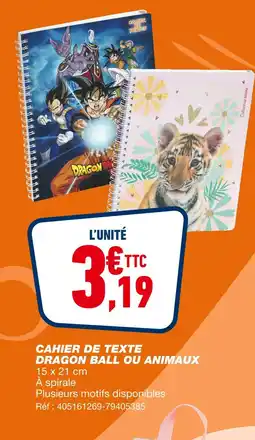 Bureau Vallée DRAGON BALL Cahier de texte Dragon Ball ou Animaux offre