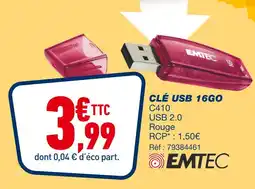 Bureau Vallée EMTEC CLÉ USB 16GO offre