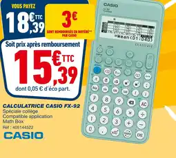 Bureau Vallée Calculatrice Casio FX-92 offre