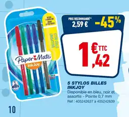 Bureau Vallée INKJOY 5 STYLOS BILLES offre
