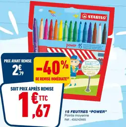 Bureau Vallée STABILO 15 feutres Power Pointe moyenne offre