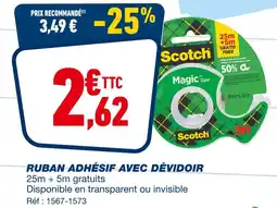 Bureau Vallée SCOTCH Ruban adhésif avec dévidoir offre