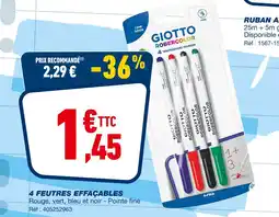 Bureau Vallée GIOTTO 4 feutres effaçables offre