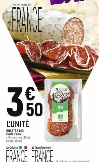 Spar Rosette Bio Haut Pays offre