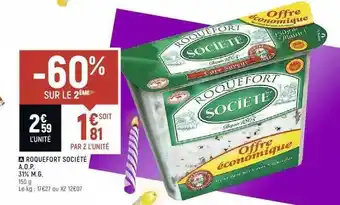 Spar Roquefort Société A.o.p. 31% M.g. offre