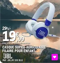 E.Leclerc JBL Casque supra-auriculaire filaire pour enfant offre