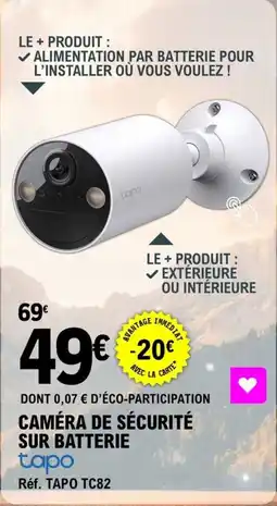 E.Leclerc Caméra de sécurité sur batterie tapo offre