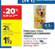 Carrefour Drive Carrefour - pâtées pour chiens companino vitalive offre