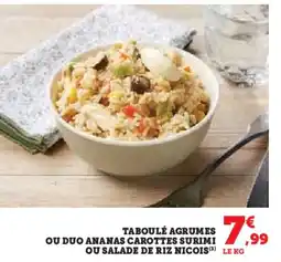 Hyper U Taboulé agrumes ou duo ananas carottes surimi ou salade de riz nicois offre
