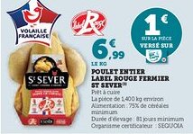 Super U ST SEVER Poulet entier label rouge fermier offre