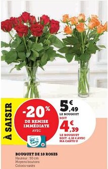 Super U Bouquet de 10 roses offre