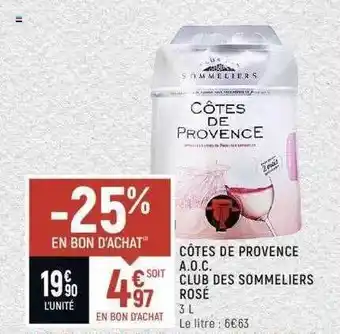 Spar Côtes De Provence A.o.c. Club Des Sommeliers Rosé offre