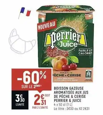 Spar Boisson Gazeuse Aromatisée Aux Jus De Pêche & Cerise Perrier & Juice offre